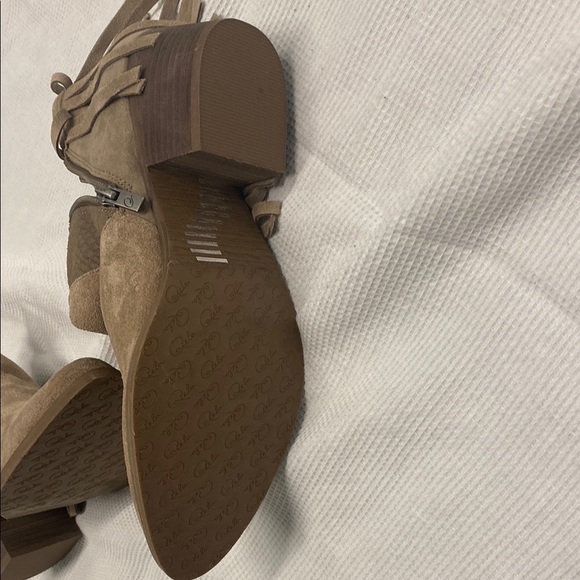 Tan Suede Ankle Booties with Fringe - Picture 6 of 10